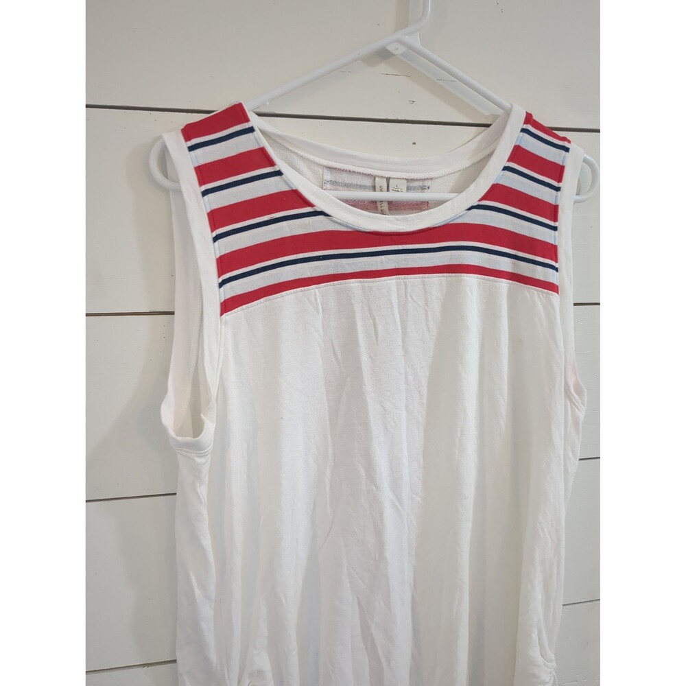 Red white tank top L beach summer by Live Well